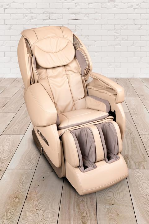 Actual product image PureHaven Massage chair Kneading and tapping massage Heating function Bluetooth USB Voice control beige PU-