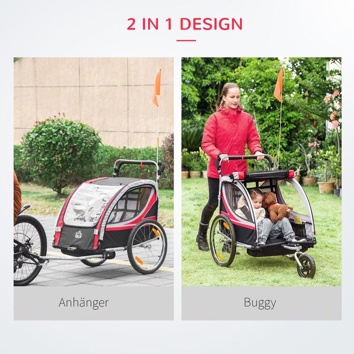 Image du produit Homcom Remorque de vélo pour enfants avec sac de rangement