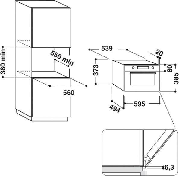 Actual product image Whirlpool AMW 730/IX - Integrated - Combination microwave - 31 l - 1000 W - Rotary control - Touch