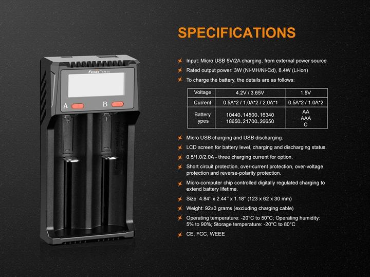Produktbild Fenix ARE-D2 (26650, AA, AAA, C, Ladegerät ohne Akku)