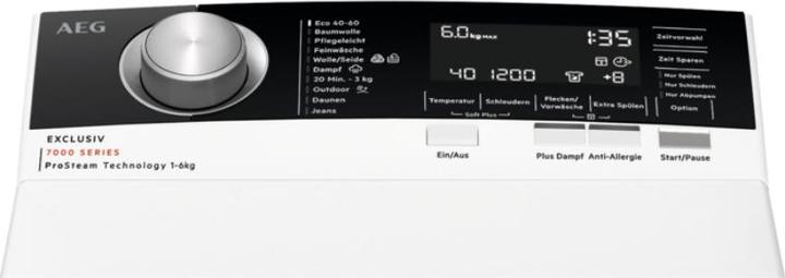 Produktbild AEG LTR7E80569 Waschmaschine Toplader / / ProSteam® - Auffrischfunktion / 6,0 kg / Leise / Mengenaut (6 kg, Rechts)