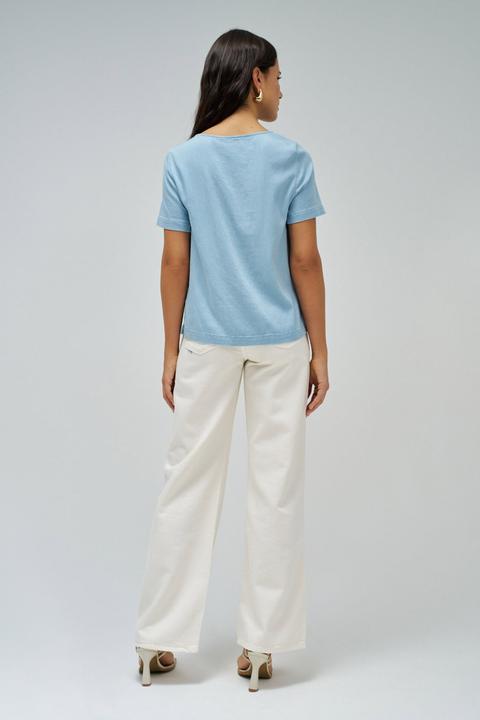 Immagine prodotto Salsa Jeans Kurzarmbluse Lightdenim Blouse Metalic Detail (M)