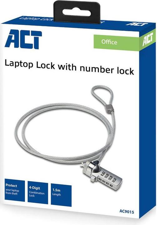 Image du produit Verrou pour ordinateur portable, 1,5m, number lock