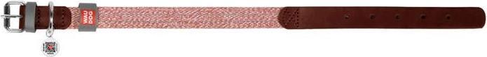 Actual product image Waudog Dog collar made of natural leather and recycled material with QR code size L, width 25 mm, br (L, Dog, General)