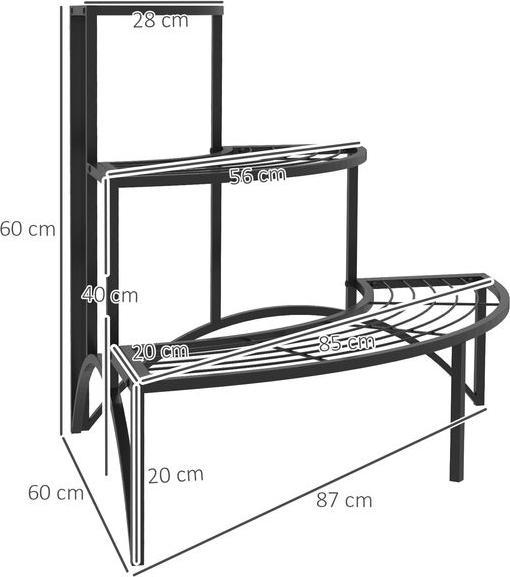 Produktbild Swisshandel24 3-Etagen Pflanzenständer, Metall, 60 cm hoch, Schwarz