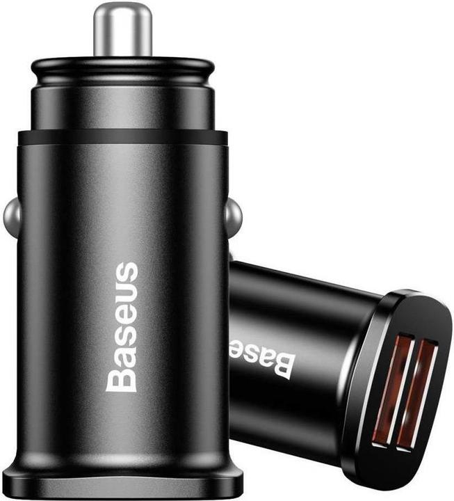 Actual product image Baseus Square metal A+A 30W Dual QC3.0 Quick Car Charger Black