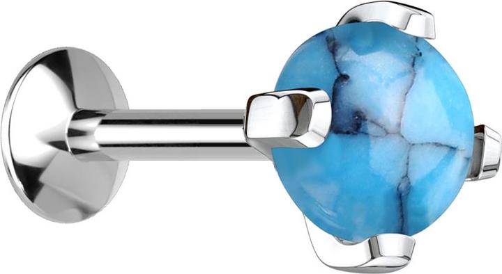 Star Piercing Micro UFO Labret Innengewinde silber türkis Stein (Mineralisch, ohne Messing, Chirurgenstahl 316L)