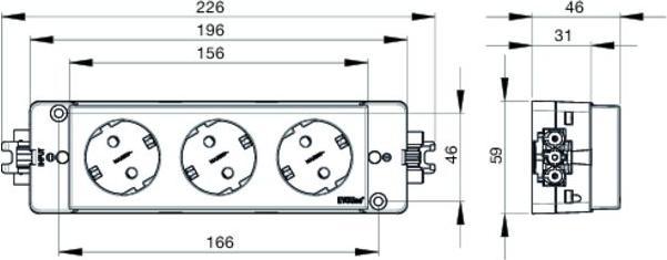 Actual product image Evoline Express type 910 socket strip 3x socket, black (3 x)