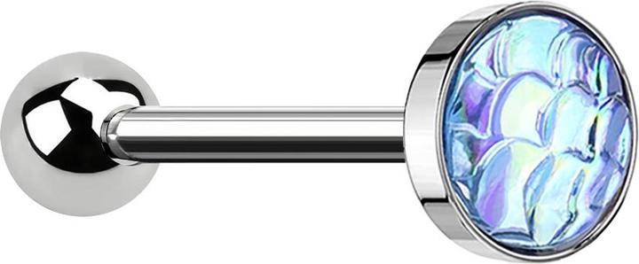 Produktbild Star Piercing Micro Barbell silber mit Fischschuppen aqua (Chirurgenstahl 316L)