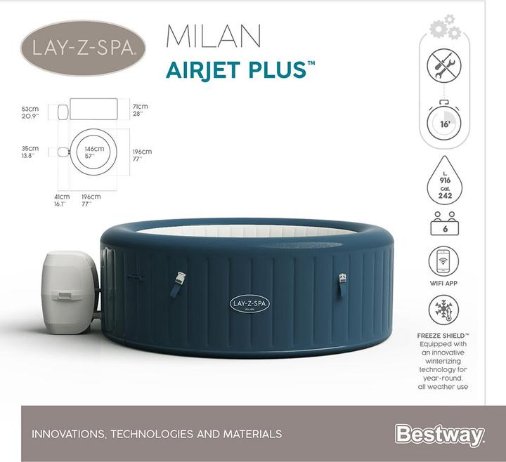 Actual product image Bestway Lay-Z-Spa Milan AirJet Plus (6 pers.)