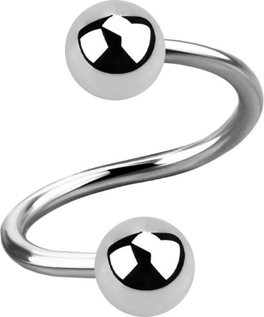 Produktbild Star Piercing Micro Spirale silber mit zwei Kugeln (ohne Messing, Chirurgenstahl 316L)