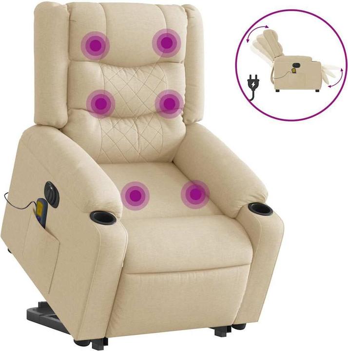Produktbild VidaXL Elektrischer Massagesessel mit Aufstehhilfe Creme Stoff