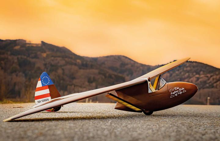 Actual product image Planet-Hobby Bowlus Baby BA-100 Albatross wooden kit vintage glider model, albatross (Glider)