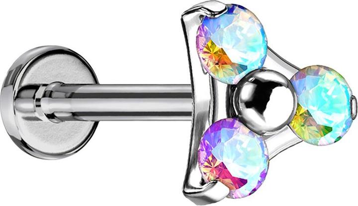 Produktbild Star Piercing Micro Labret silber mit Kristallkugel dunkelblau und Epoxy Schutzschicht (Titan G23, ohne Messing)