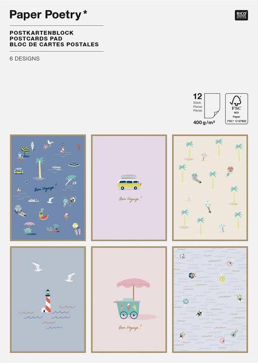 Image du produit Rico Design Carte postale Papier Poésie Maritime, 12 pièces (12 pcs)