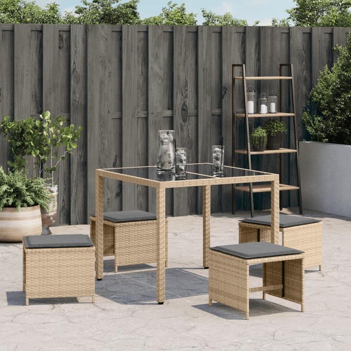 Immagine prodotto VidaXL Sgabello da giardino Cuscino Sgabello Sedia da giardino Sgabello 4 pezzi. Miscela beige