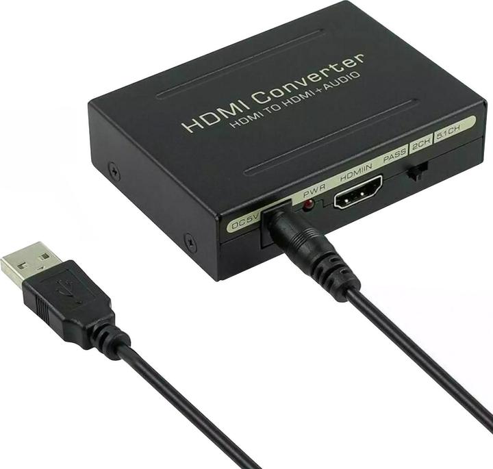 Actual product image JTI Audio splitter, HDMI to HDMI + SPDIF + RCA - USB