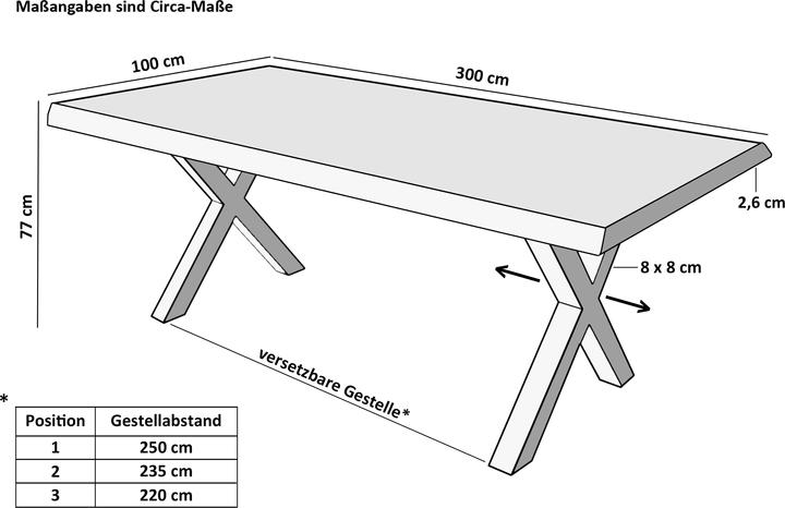 Produktbild SAM NICK Baumkante massiv Akazie (300 x 100 x 77 cm)