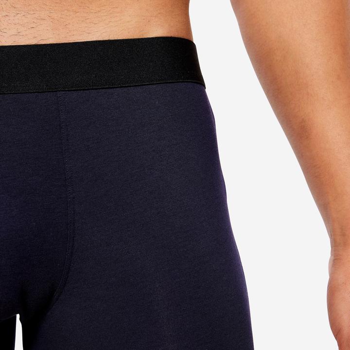 Produktbild Domyos Boxershorts Herren Baumwolle 3er-Pack - schwarz/grau/blau (XL, 3er Pack)