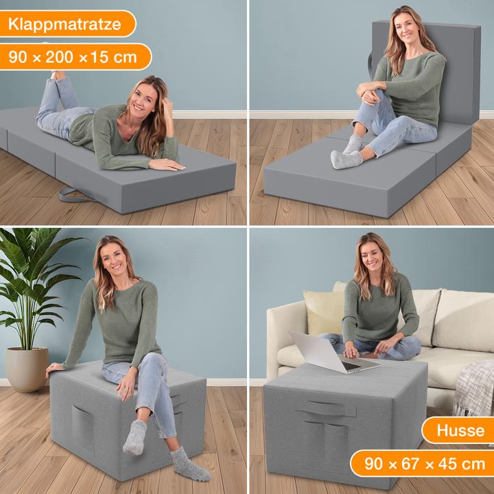 Immagine prodotto Bestschlaf Materasso pieghevole con copertura e borsa per il trasporto (90 x 200 cm, Nucleo di schiuma)