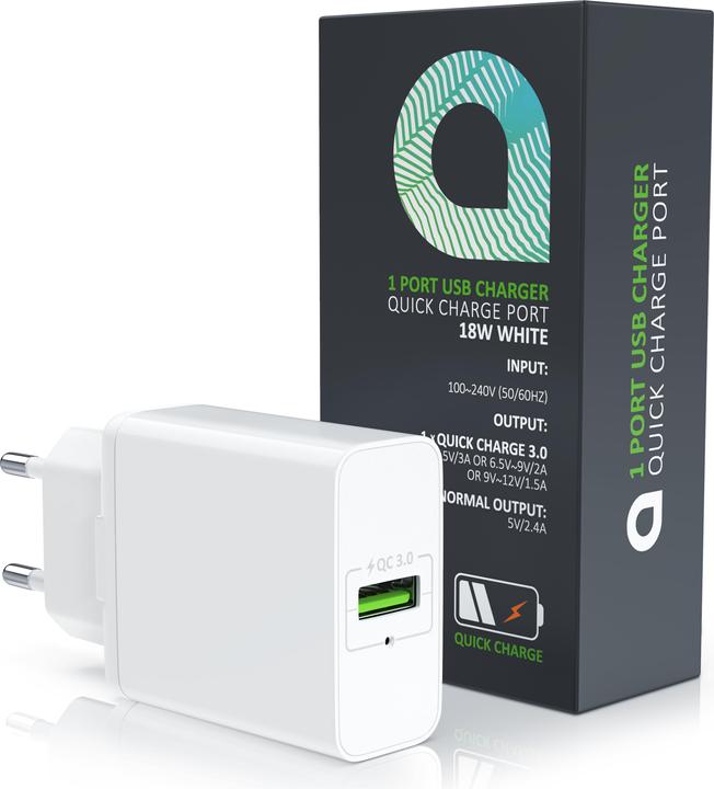 Image du produit Aplic Chargeur USB 3000 mA, alimentation avec fonction de charge rapide, Quick Charge 3.0, Smart Charge (18 W)