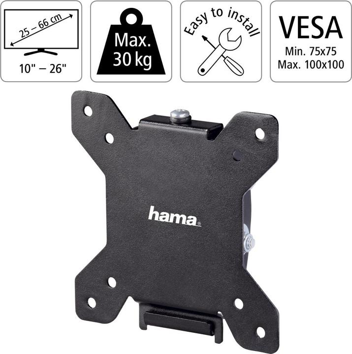 Produktbild Hama TV-Wandhalterung, neigbar, 66 cm (26") bis 30 kg (Wand, 26", 30 kg)