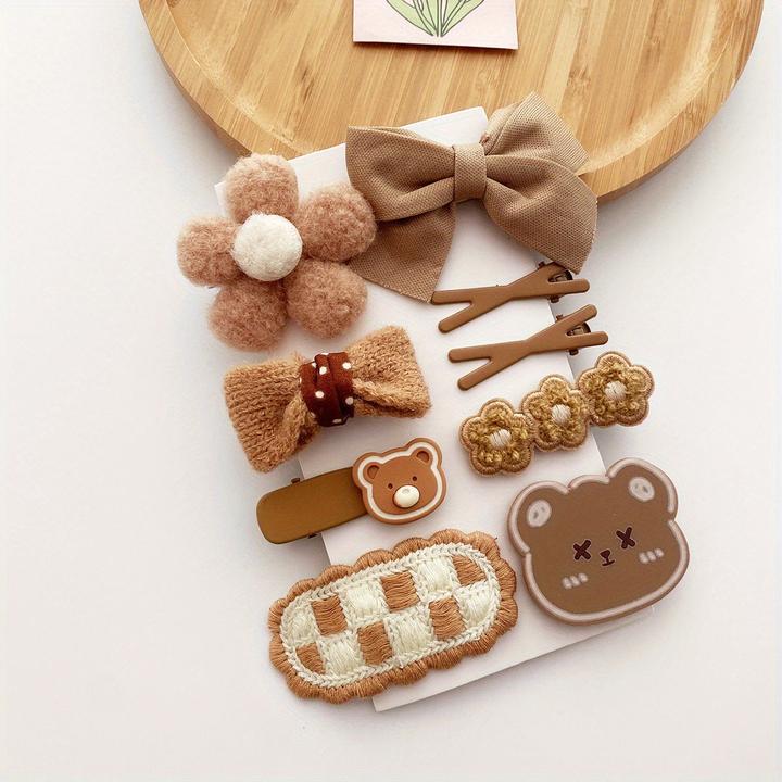 Image du produit Activity Board 9/10pcs Cartoon mignon en peluche Pinces à cheveux Set Accessoires de cheveux décoratifs