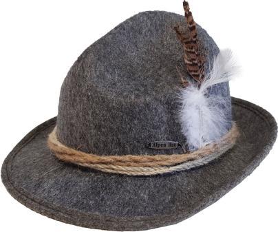 Actual product image PartyChimp Oktoberfest cap in dark grey with feather