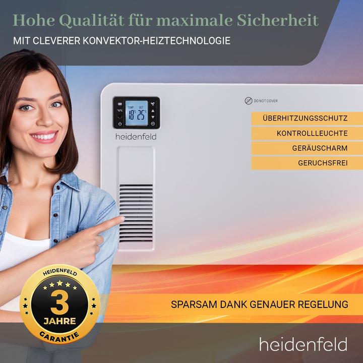 Produktbild Heidenfeld Konvektorheizung EK100 Elektroheizung Konvektor Heizung Heizkörper (2300 W)