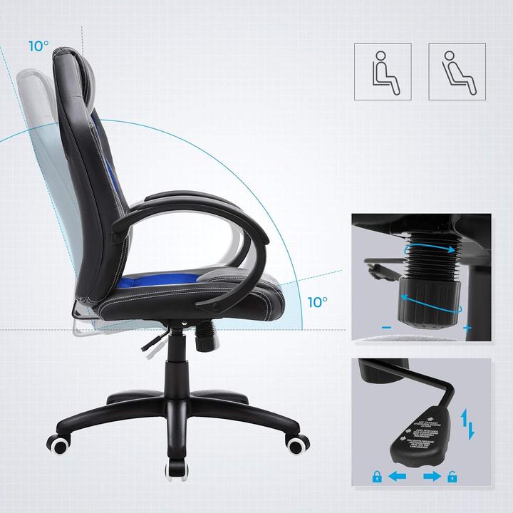 Produktbild Songmics Gaming Stuhl Schwarz Blau