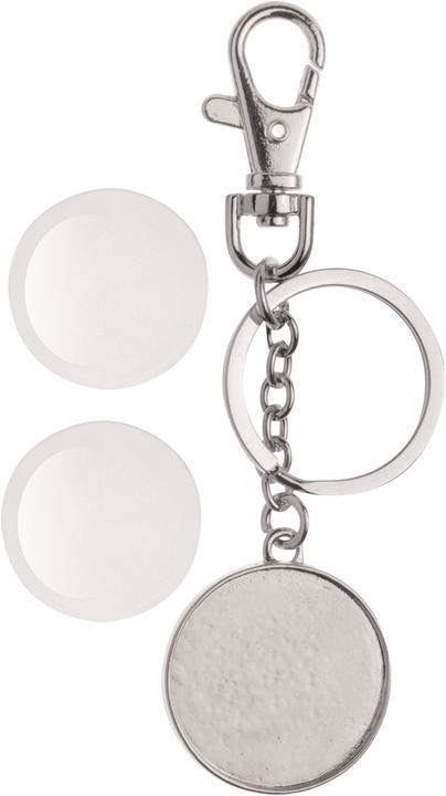 Actual product image Glorex Keychain double sided round silver Ø32mm