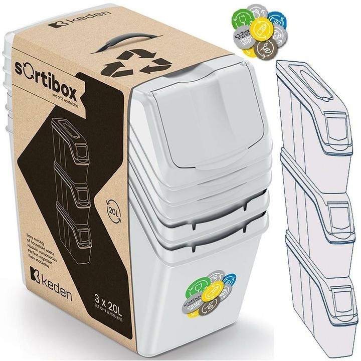 Image du produit GCS Keden Poubelle Sorbox 20l Set 3 - Gris (20 l)