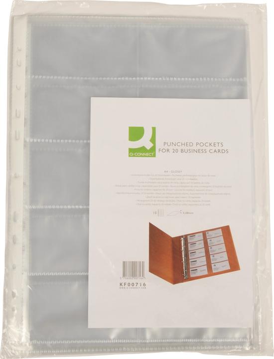 Produktbild Q-Connect Zeigebuchtaschen für Visitenkarten (86 x 56 mm, 1 x)