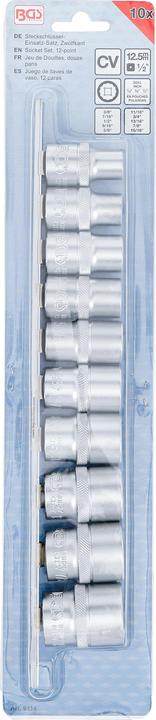 Image du produit BGS Jeu de Douilles, douze pans 12,5 mm (1/2") en pouce 10 pièces
