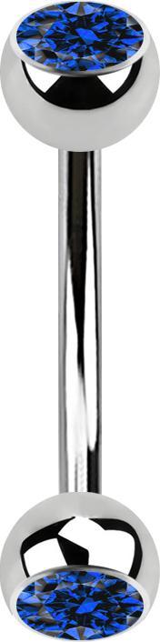 Produktbild Star Piercing Banane silber mit zwei Kugeln Kristall dunkelblau (Chirurgenstahl 316L, ohne Messing)