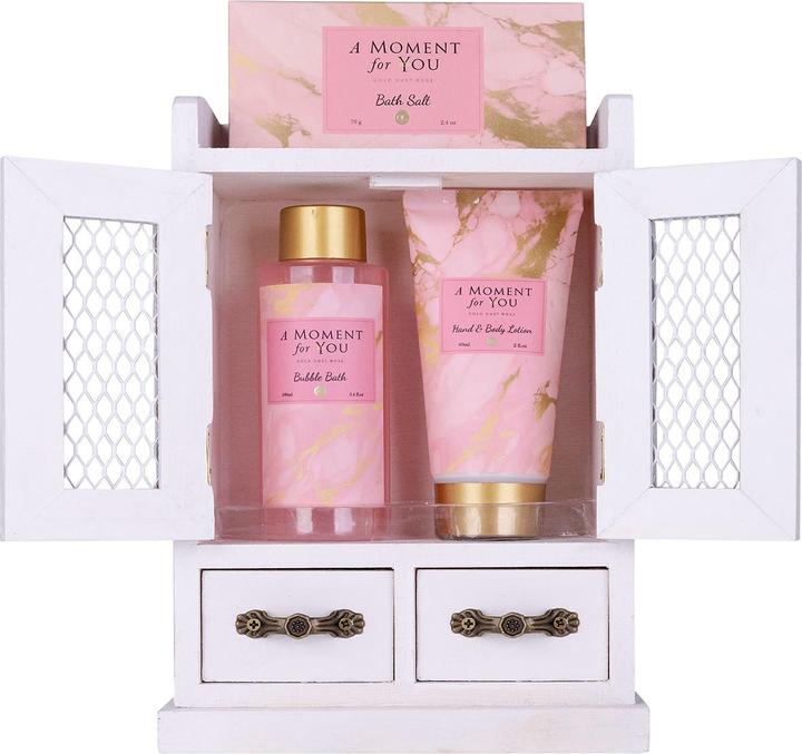Image du produit Accentra Set de bain A MOMENT FOR YOU dans une armoire en bois, y compris 100ml de bain moussant, 60ml de (Set soin du corps)