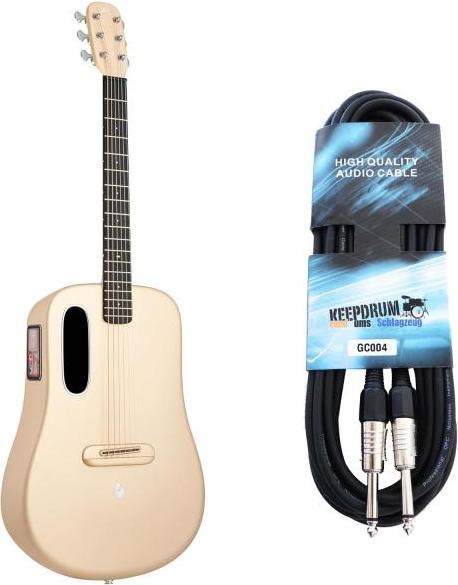 Lava Music Gitarre ME 4 36 Zoll Soft Gold mit Kabel (Acoustic guitar, HPL (high pressure laminate), Super AirSonic carbon fibre composite)