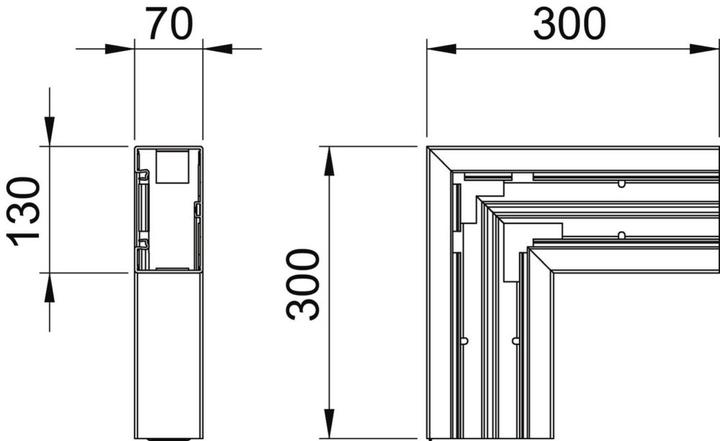 Image du produit OBO Bettermann OBO GK-F70130LGR Equerre plate 70x130mm PVC gris clair RAL7035 (7 cm)