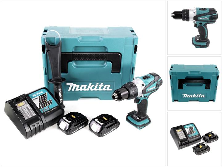 Immagine prodotto Makita Trapano avvitatore a batteria DDF 458 RAJ 18 V 91 Nm + 2x batteria 2,0 Ah + caricabatterie + Makpac (Batteria ricaricabile)
