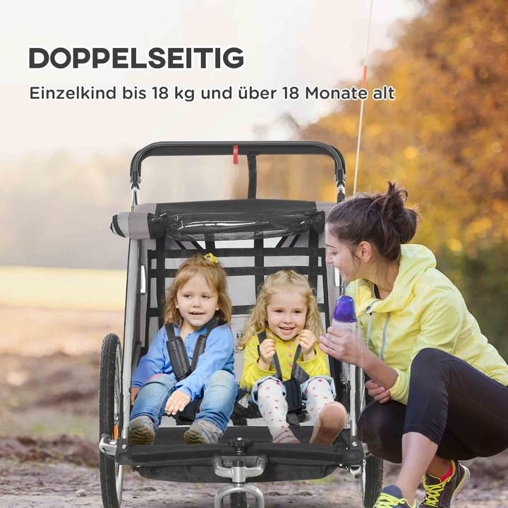 Immagine prodotto Homcom Kinderfahrradanhänger Stahl, Polyester Grau+Schwarz