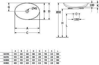 Actual product image Villeroy & Boch V&B Countertop washbasin LOOP & FRIENDS without cistern 620x420mm white (420 mm, 620 mm)