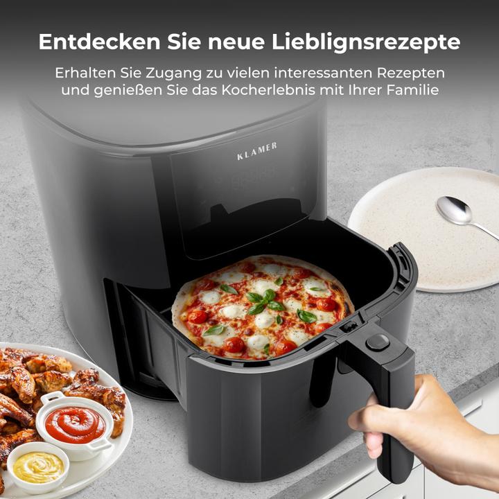 Produktbild KLAMER Heissluftfritteuse 5l XL, Heissluftfritteuse mit Sichtfenster & Schüttel-Erinnerung, Ölfr…