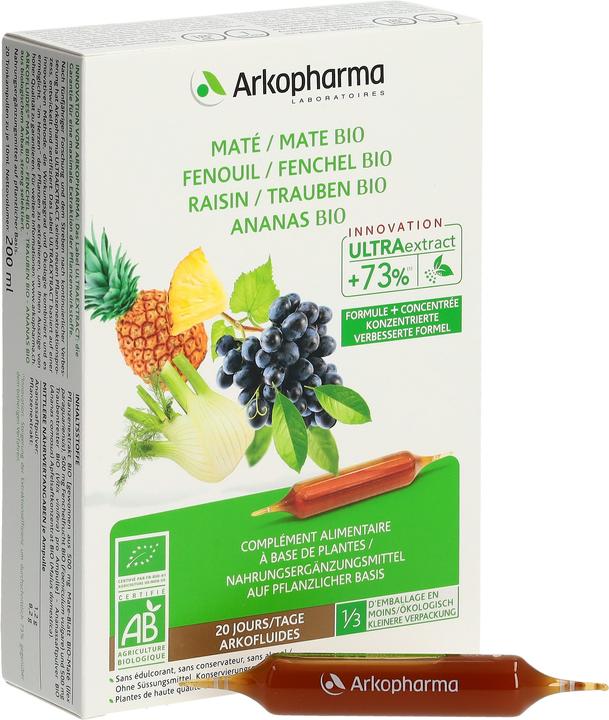 Produktbild Arkopharma Arkofluide Bio Ananas Mate Fenchel Trauben Ampullen (40 Stück, Ampulle, 370 g)