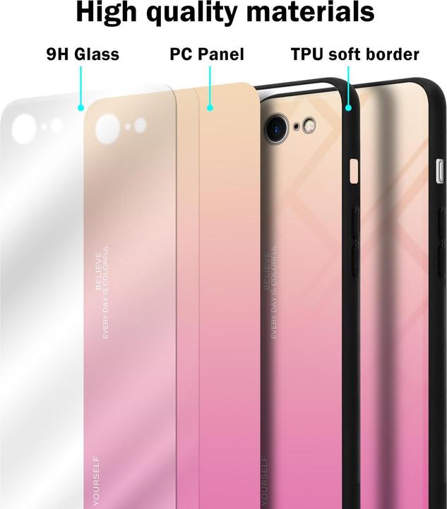 Produktbild Cadorabo TPU 2 Farben Glas Cover (Apple iPhone 7, Apple iPhone SE (2nd Gen))