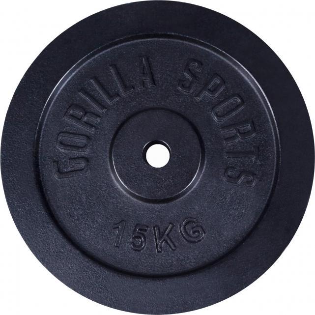 Image du produit Gorilla Sports Disque d'haltères en fonte noire 1,25-15 KG (1 x 15 kg)