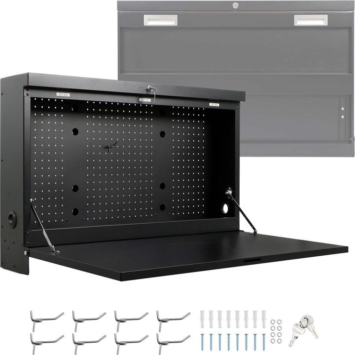 Produktbild Wiltec Werkbank zur Wandmontage 50kg Werkzeugbank klappbar Werktisch Lochwand (69 cm, 91 cm)