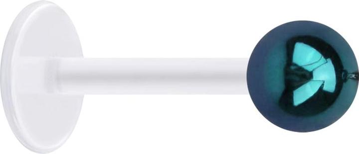 Star Piercing Micro Labret transparent mit Kugel beschichtet schwarz (Acryl, ohne Messing, Bioflex)