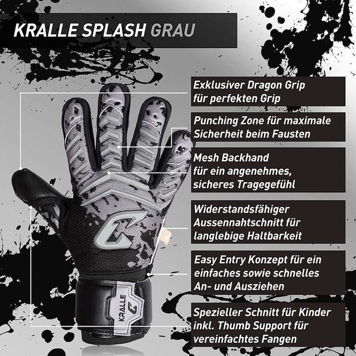 Produktbild Catch & Keep Fussballhandschuhe Kralle Splash Gr. 3 Grau Torwart Keeper Goalie Handschuhe (3)