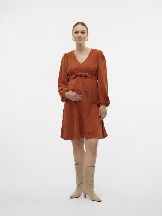 Produktbild Mamalicious Normal geschnitten V-Ausschnitt Elastische Bündchen Ballonärmel Kurzes Kleid Kleid (M)