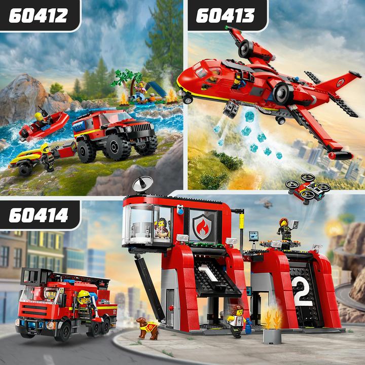 Produktbild LEGO Feuerwehrstation mit Drehleiterfahrzeug (60414, LEGO City)